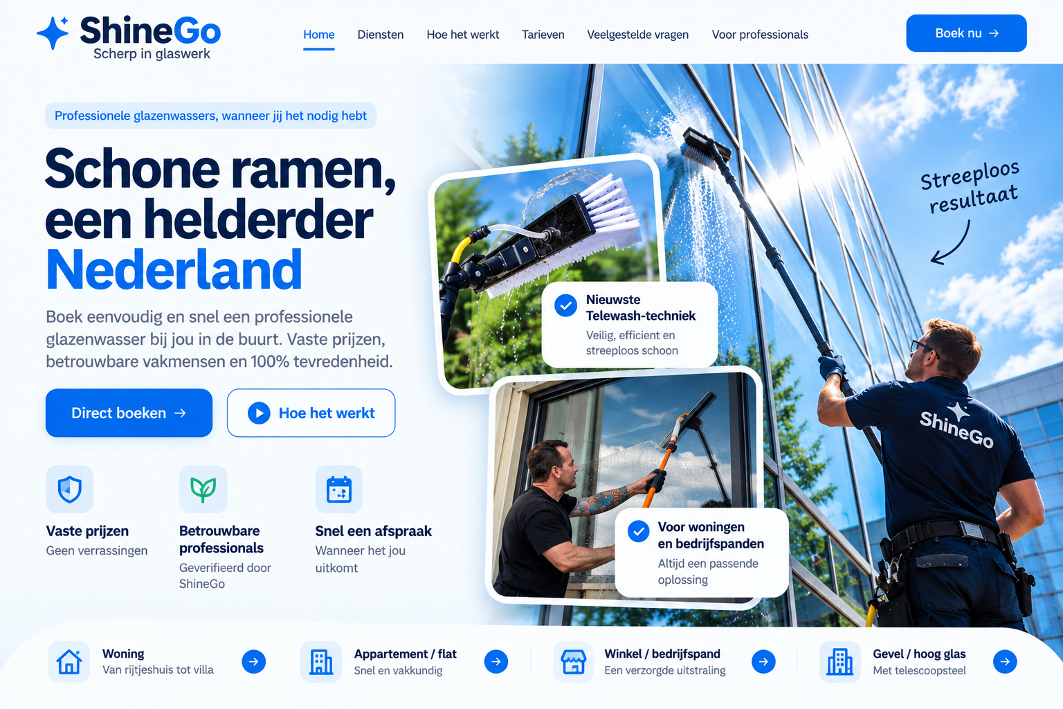 ShineGo glazenwasser met telescoopsteel